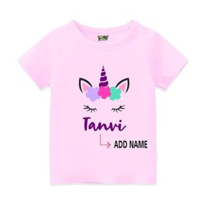 Customised Unicorn Theme T Shirt - Kids Personalised Custom Return Gifts Unicorn Themed Party (cus-Unicorn-All)