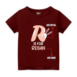 Customised Alphabet Toddler Tshirts for Birthday Gifts for Boys and Girls - Kids Personalised Custom Return Gifts (cus-Alpha-All)